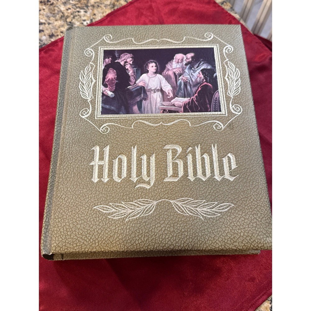 Vintage 1978 Holy Bible Master Reference Edition Gold Faux Leather Illustrated